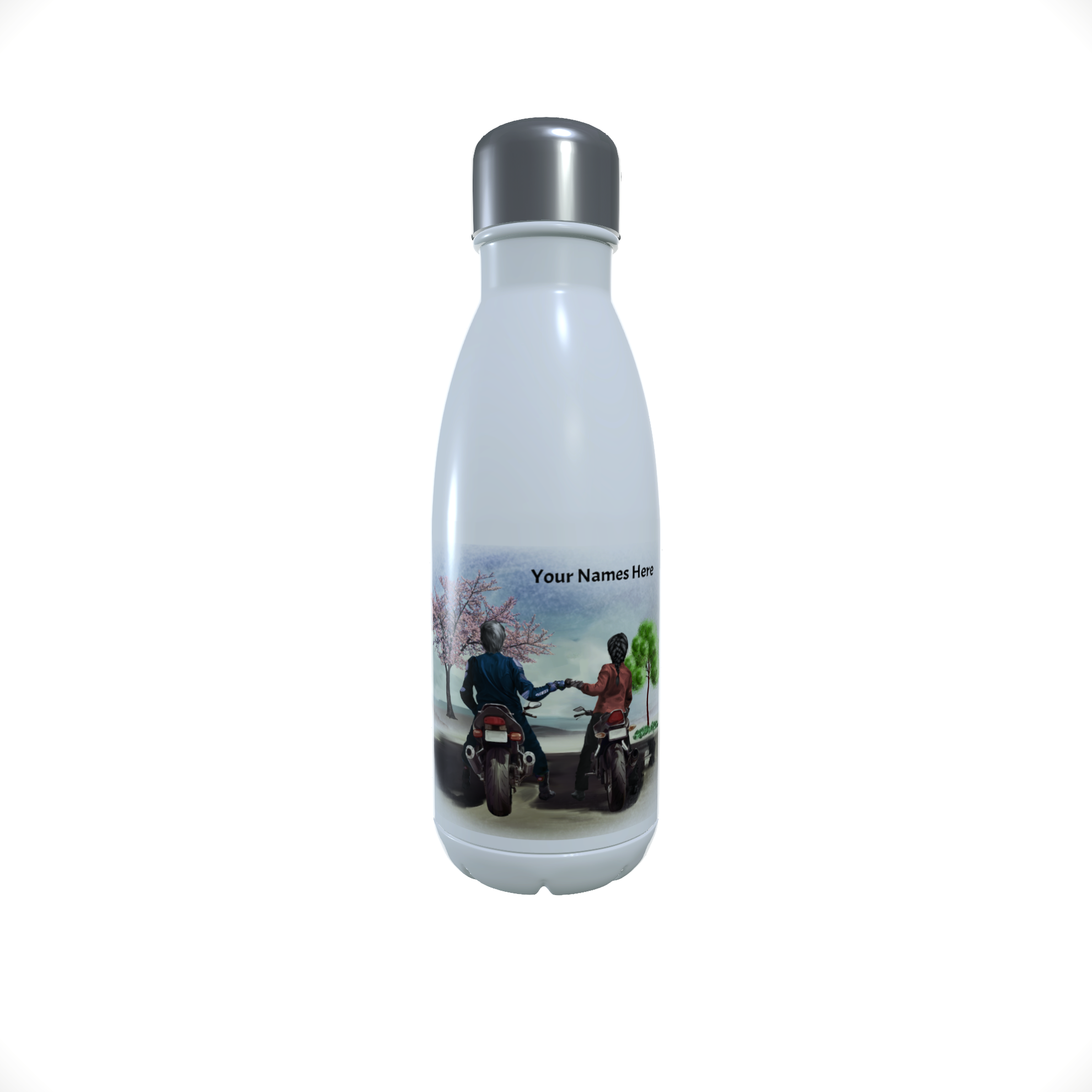 Biker Couples Motorbike Water Bottle , Custom Motorbike Bottle